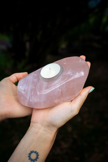 Rose Quartz Candle Holder